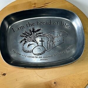 FuVillage I Am The Bread of Life John 6:35 Brushed Cast Aluminum Bread Tray